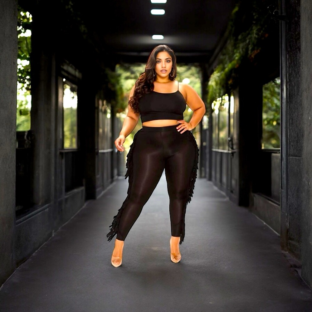 Black Cat Fringe Pants
